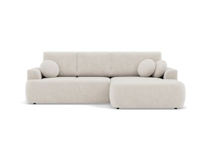 Canapé Angle Droit Convertible 4 Places Candela En Tissu Bouclette Beige