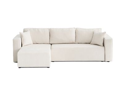 Topaze - Canapé D'angle Réversible - 4 Places - Convertible Avec Coffre - En Velours Côtelé Plat