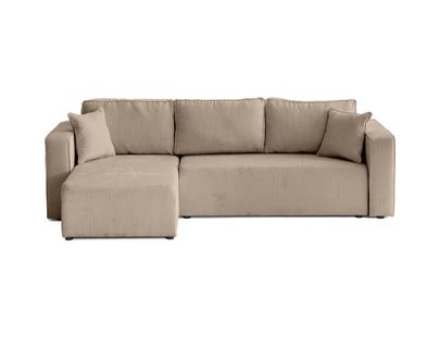 Topaze - Canapé D'angle Réversible - 4 Places - Convertible Avec Coffre - En Velours Côtelé Plat