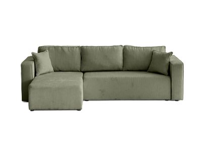 Topaze - Canapé D'angle Réversible - 4 Places - Convertible Avec Coffre - En Velours Côtelé Plat