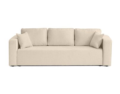 Canapé Droit Convertible 3 Places Topaze En Tissu Velours Relief Beige