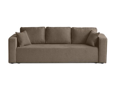 Canapé Droit Convertible 3 Places Topaze En Tissu Velours Relief Taupe