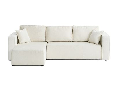 Topaze - Canapé D'angle Réversible - 4 Places - Convertible Avec Coffre - En Tissu Velours Relief