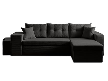 California - Canapé D'angle Réversible Convertible - Avec Coffre, Tablette Et Poufs - En Velours Côt