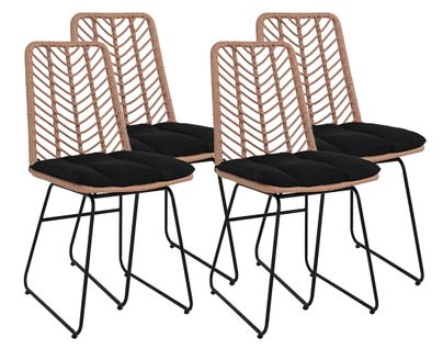 Forenza - Lot De 4 Chaises - Effet Rotin - Coloris Bois Et Noir