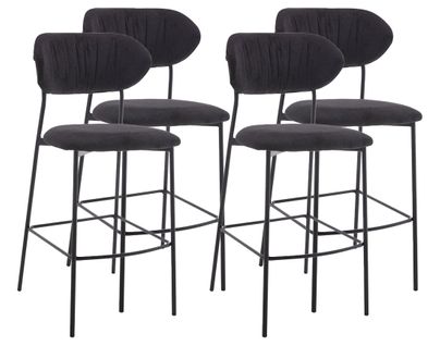 Rosita - Lot De 4 Tabourets De Bar - En Tissu - Gris Anthracite