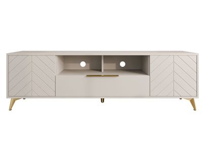 Boccioni - Meuble TV - Beige - 2 Portes, 1 Tiroir Et 1 Niche - 200 Cm