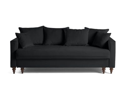 Canapé Droit Convertible 3 Places Flamingo En Velours Noir