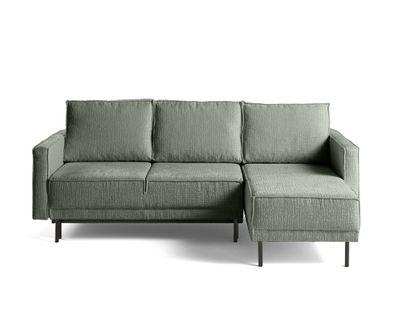 Charlie - Canapé D'angle Réversible 4 Places - Convertible Avec Coffre - En Tissu Velours Relief