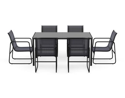 Murillo - Ensemble Table Et Chaises De Jardin - 6 Personnes - Noir Et Gris