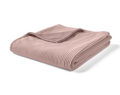 Palerma - Plaid - 200x140 Cm - En Velours Côtelé Et Velours Rose