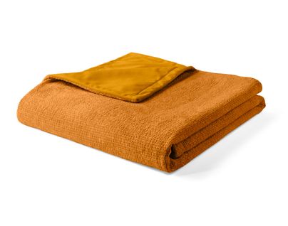 Paolo - Plaid - 200x140 Cm - En Velours Texturé Et Velours Jaune