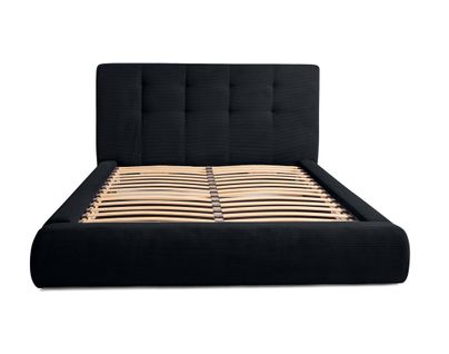 Onyx - Lit Coffre - 160x200 Cm - En Velours Côtelé - Sommier Inclus Noir