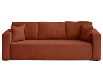 Canapé Droit Convertible 3 Places Topaze En Velours Texturé Terracotta