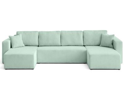 Canapé Panoramique Convertible 7 Places Topaze En Velours Texturé Bleu