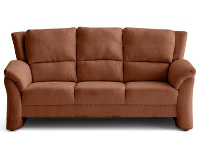 Bastille - Canapé Droit 3 Places En Tissu Velours Relief Terracotta