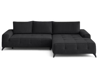 Canapé Angle Droit Convertible 4 Places Rimini En Tissu Noir