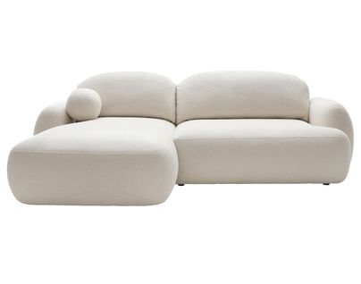 Canapé Angle Gauche Convertible 4 Places Berenice En Tissu Bouclette Beige