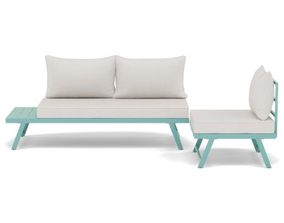 Isadora - Salon De Jardin 3 Places - Modulable - Vert Avec Coussins Beiges