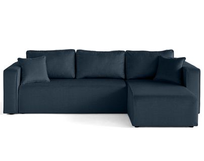 Topaze - Canapé D'angle Déhoussable Réversible 4 Places En Velours Bleu