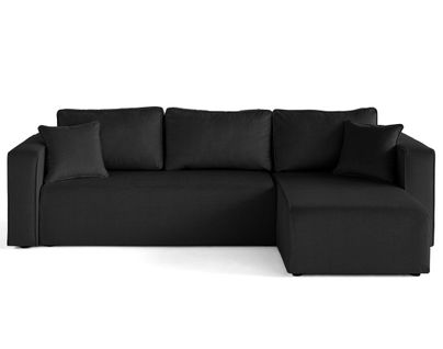 Topaze - Canapé D'angle Déhoussable Réversible 4 Places En Velours Noir