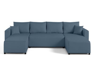 Canapé Panoramique 7 Places Regala En Tissu Bleu Ardoise