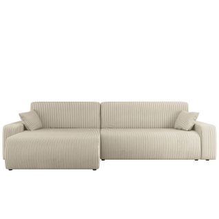 Artemisa - Canapé D'angle Réversible 5 Places Convertible Avec Coffre En Velours Côtelé