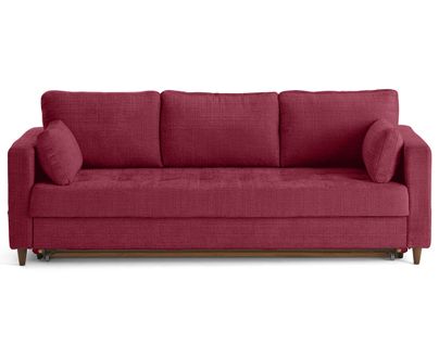 Canapé Droit Convertible 3 Places Anna En Velours Texturé Prune