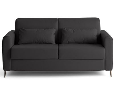 Canapé Droit Convertible 3 Places Owen En Simili Gris Anthracite