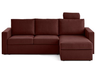 Barrie - Canapé D'angle Réversible 4 Places Avec Têtière Amovible En Tissu Rouge