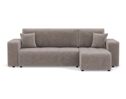 Nicole - Canapé D'angle Réversible 4 Places Convertible Avec Coffre En Tissu Gris Clair