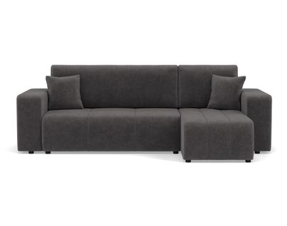 Nicole - Canapé D'angle Réversible 4 Places Convertible Avec Coffre En Tissu Gris