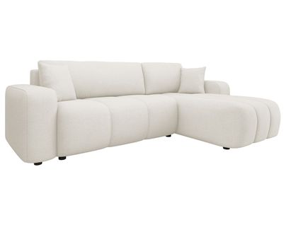 Nicole - Canapé D'angle Réversible 4 Places Convertible Avec Coffre En Tissu Beige
