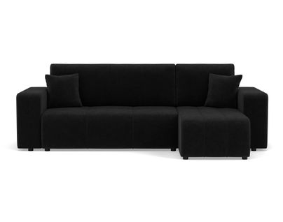 Nicole - Canapé D'angle Réversible 4 Places Convertible Avec Coffre En Tissu Gris Anthracite