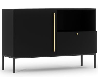 Felicia - Buffet Bas - Noir - 1 Porte, 1 Tiroir Et 1 Niche - 120 Cm