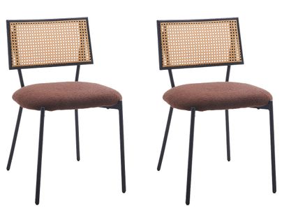 Luciano - Lot De 2 Chaises - En Tissu Bouclette Marron
