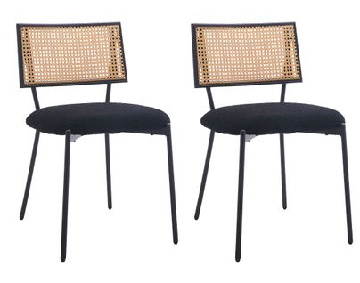Luciano - Lot De 2 Chaises - En Tissu Bouclette Noir