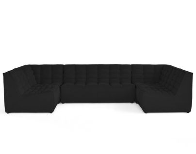 Ellie - Canapé Modulable Panoramique 7 Places En Velours Texturé