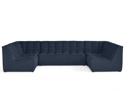 Ellie - Canapé Modulable Panoramique 7 Places En Velours Texturé