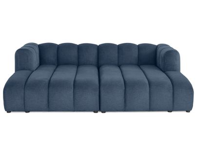 Debbie - Canapé Modulable Droit 3 Places Avec Double Méridienne - Assise Profonde - En Tissu Texturé