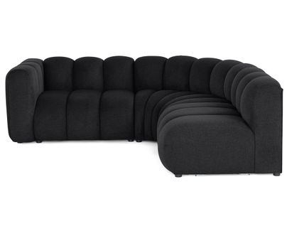 Debbie - Canapé Modulable D'angle Droit 4 Places Avec Accoudoir En Tissu Texturé