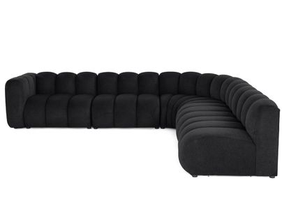 Debbie - Canapé Modulable D'angle Droit 5 Places En Tissu Texturé