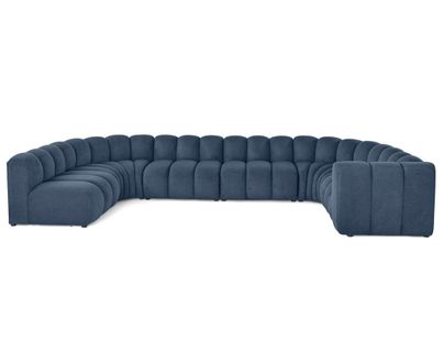 Debbie - Canapé Modulable Panoramique D'angle Gauche 7 Places En Tissu Texturé