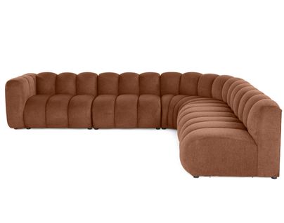 Debbie - Canapé Modulable D'angle Droit 5 Places En Tissu Texturé