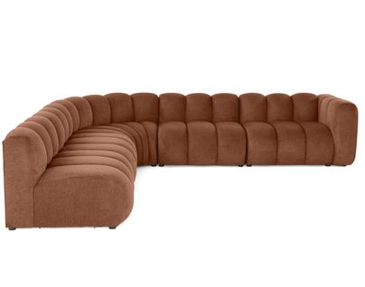 Debbie - Canapé Modulable D'angle Gauche 5 Places En Tissu Texturé