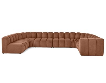 Debbie - Canapé Modulable Panoramique D'angle Gauche 7 Places En Tissu Texturé