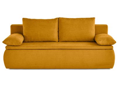 Canapé Droit Convertible 3 Places Kurt En Velours Texturé Jaune