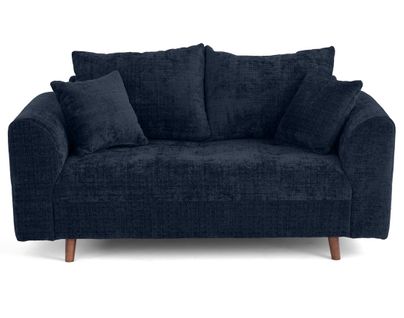 Rune - Canapé Droit 2 Places En Velours Texturé Bleu