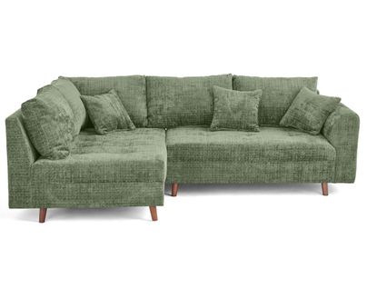 Rune - Canapé D'angle Gauche 4 Places En Velours Texturé