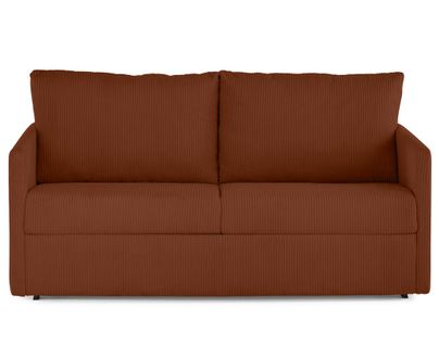 Canapé Droit Convertible 3 Places Ottawa En Velours Côtelé Terracotta
